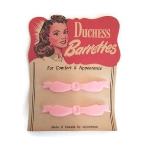 Vintage Pink Bow Duchess Barrettes